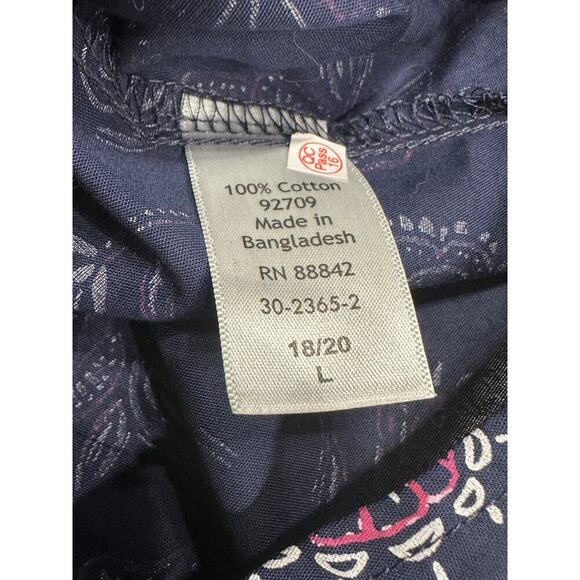 Woman Within Button Up Top L 18/20 Blue Floral 3/4 Sleeves Cotton Mature Casual - Picture 5 of 7